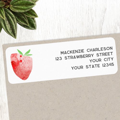 Strawberry Watercolor Return Address Label