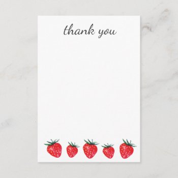 Strawberry Watercolor Thank You Notes by Popcornparty at Zazzle
