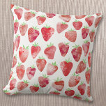 Strawberry Watercolor Throw Pillow<br><div class="desc">Sweet and delicious strawberry watercolor pattern in red,  pink and white.  Original art by Nic Squirrell.</div>