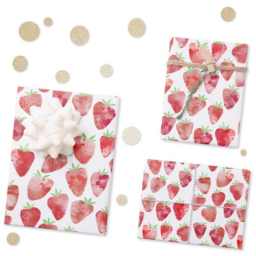 Strawberry Watercolor Wrapping Paper Sheets