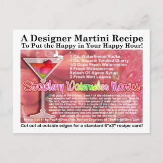 Strawberry Watermelon Martini Recipe Postcard