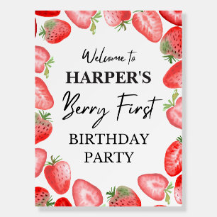 Strawberry Welcome Sign Berry First Party