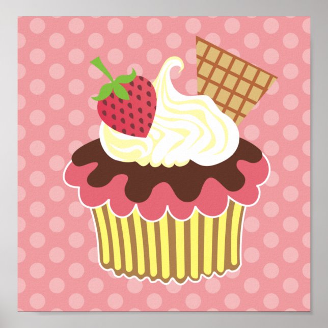 Strawberry & Whipped Cream Canvas Print (Front)