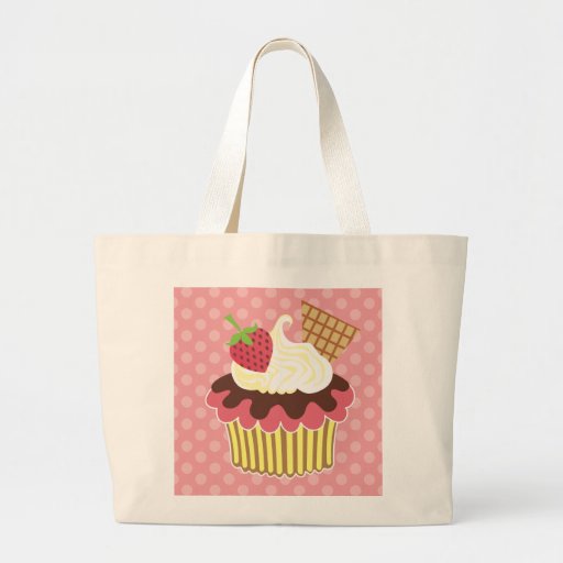 Strawberry & Whipped Cream Cupcake Bag | Zazzle