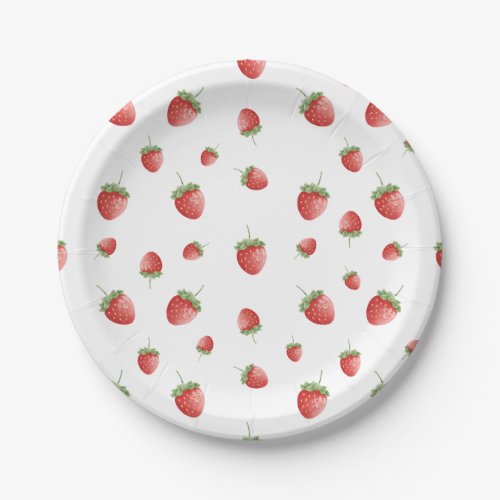 Strawberry White Birthday Paper Plates