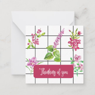 Strawberry & White Color Thank You Flat Note Card