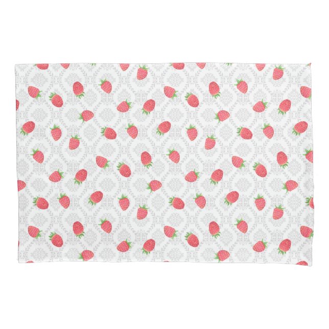 Strawberry White.   Pillow Case (Front)