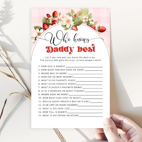 Strawberry Who knows daddy best baby shower game