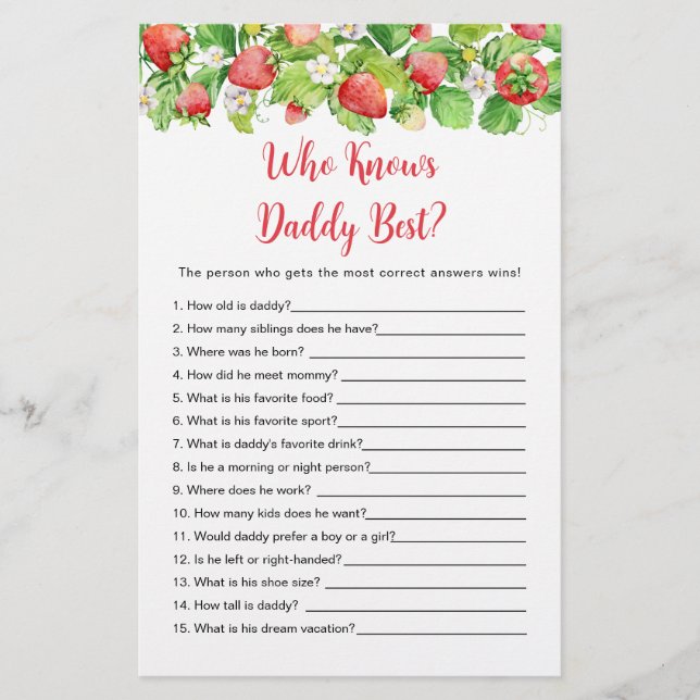 Strawberry Who Knows Daddy Best Game (Front)