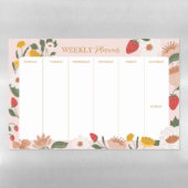 Strawberry Wildflower Floral Girly Weekly Planner  Magnetic Dry Erase Sheet (Horizontal)