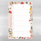 Strawberry Wildflower Floral Girly Weekly Planner  Magnetic Dry Erase Sheet (Vertical)