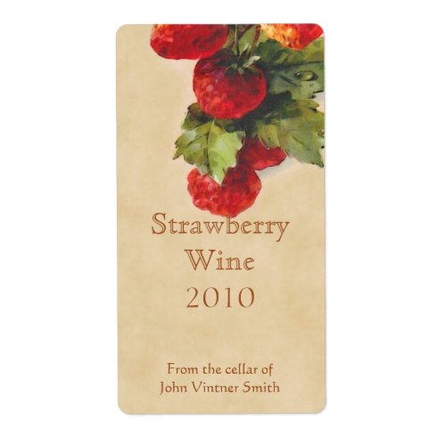 Strawberry wine bottle label