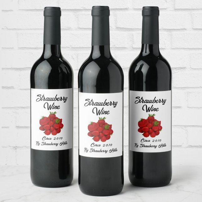 Strawberry Wine Photographic Berries Wine Label (Creator Uploaded)