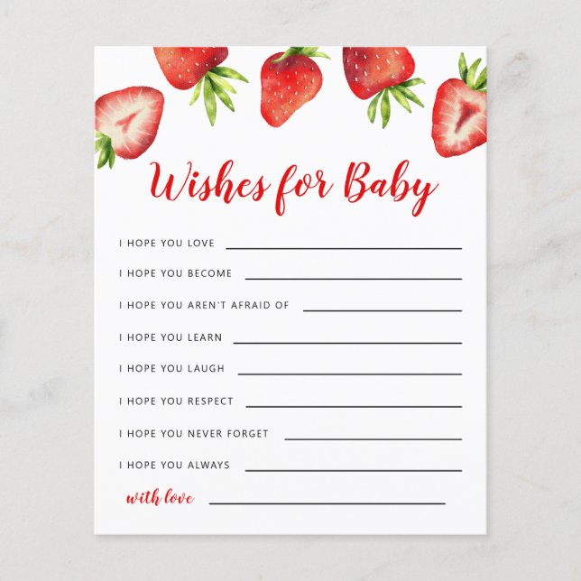 Strawberry Wishes for Baby Card (Front)