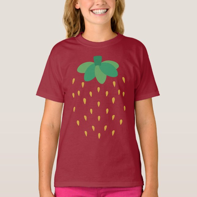 strawberry with a red background T-Shirt (Front)