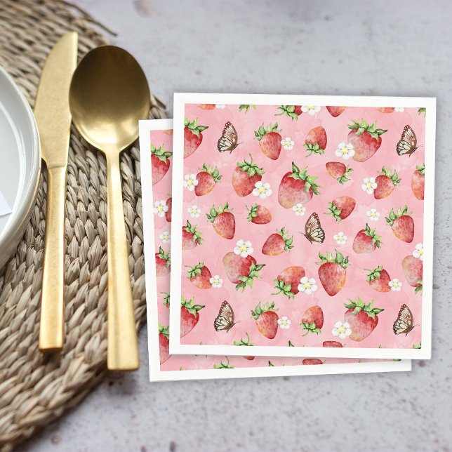 Strawberry with Butterfly Napkins (Creator Uploaded)