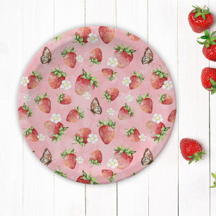 Strawberry with Butterfly Paper Plates