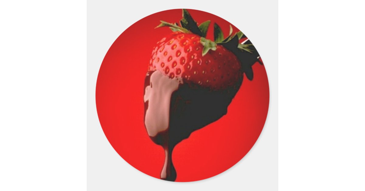 Strawberry With Chocolate Dripping Off Classic Round