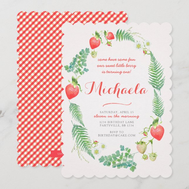 Strawberry with Ferns Invitation (Front/Back)
