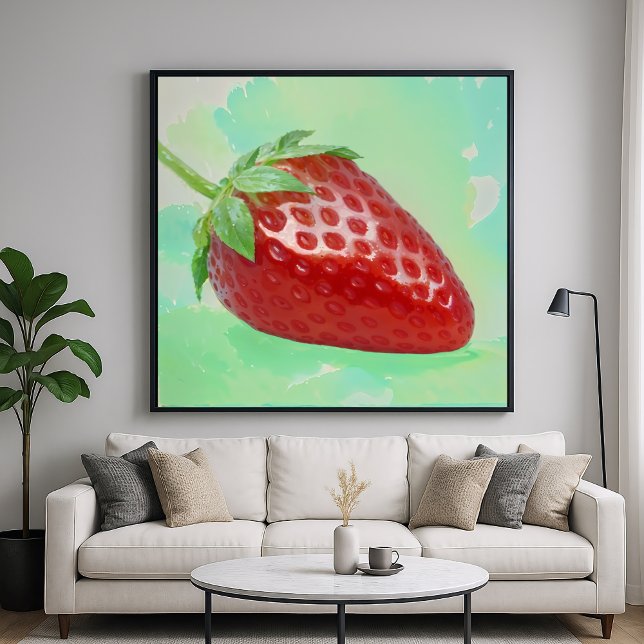 Strawberry with Leaves - Painterly Style Poster (Creator Uploaded)
