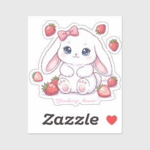 Strawberry Wonderland Bunny - Anime Style Kawaii Sticker