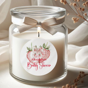 Strawberry Woodland Baby Shower Classic Round Sticker