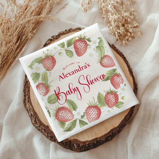 Strawberry Woodland Baby Shower Napkins (Creator Uploaded)