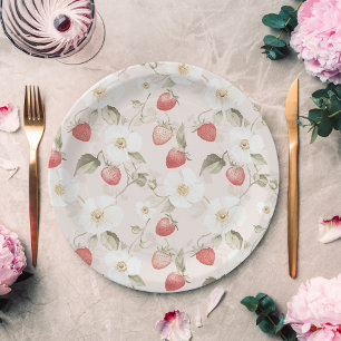 Strawberry Woodland Baby Shower Paper Plates