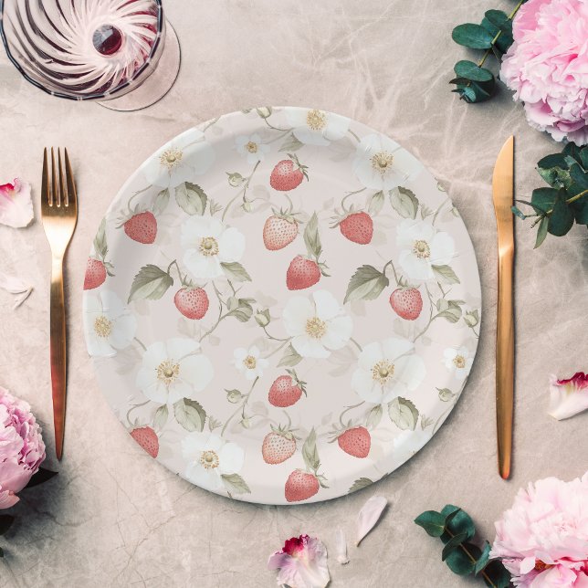 Strawberry Woodland Baby Shower Paper Plates (Creator Uploaded)