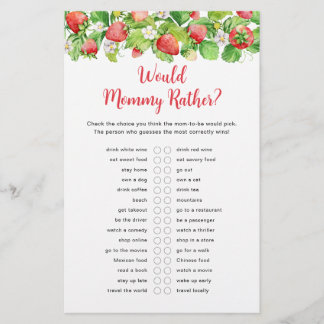 Strawberry Would Mommy Rather Baby Game