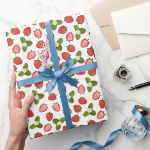 Strawberry Wrapping Paper - White