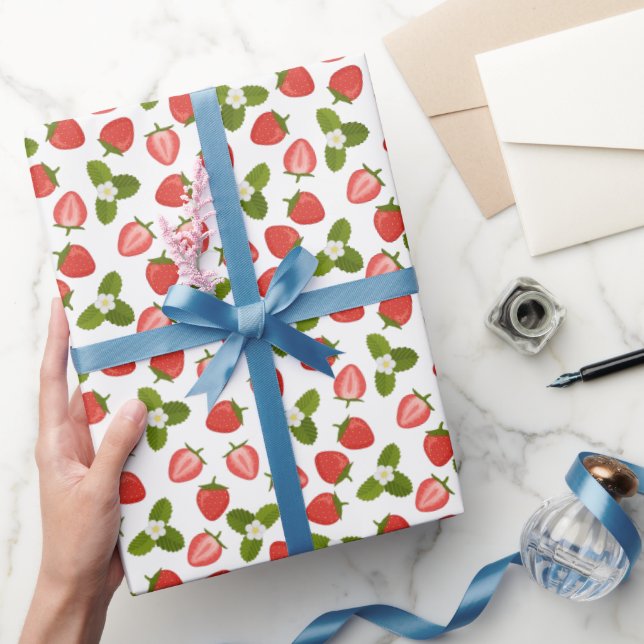 Strawberry Wrapping Paper - White (Gifting)