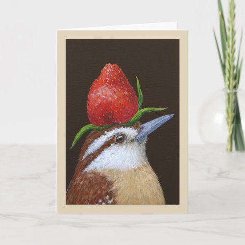 Strawberry wren greeting card