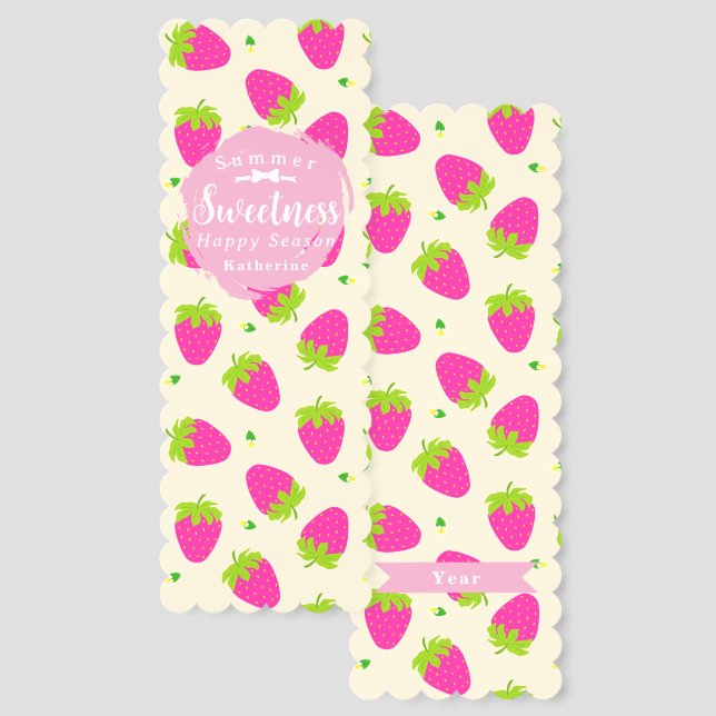 Strawberry Yellow Bookmarks (Front & Back)