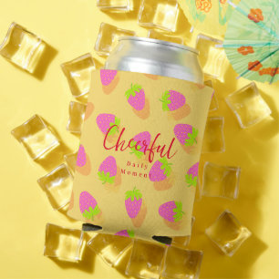 Strawberry Yellow Can Cooler