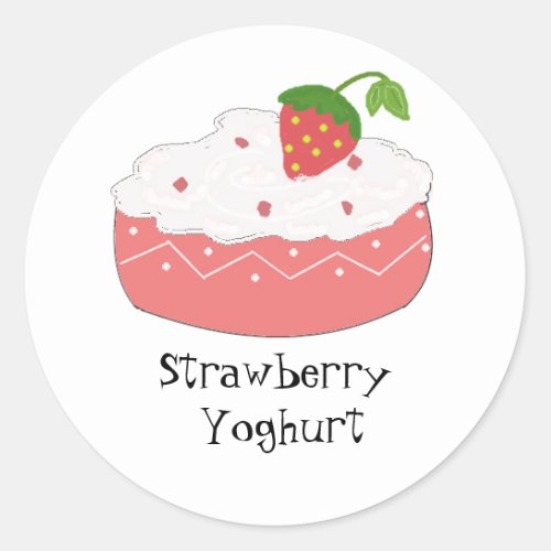 Strawberry Yoghurt Classic Round Sticker