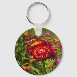 Strawflower garden keychain