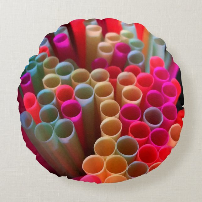 Straws Round Pillow (Front)