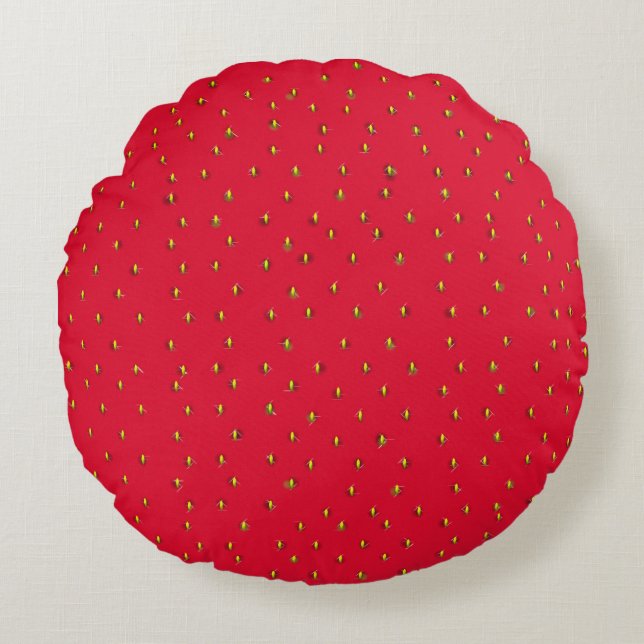 Strawsberry Background red Round Pillow (Front)