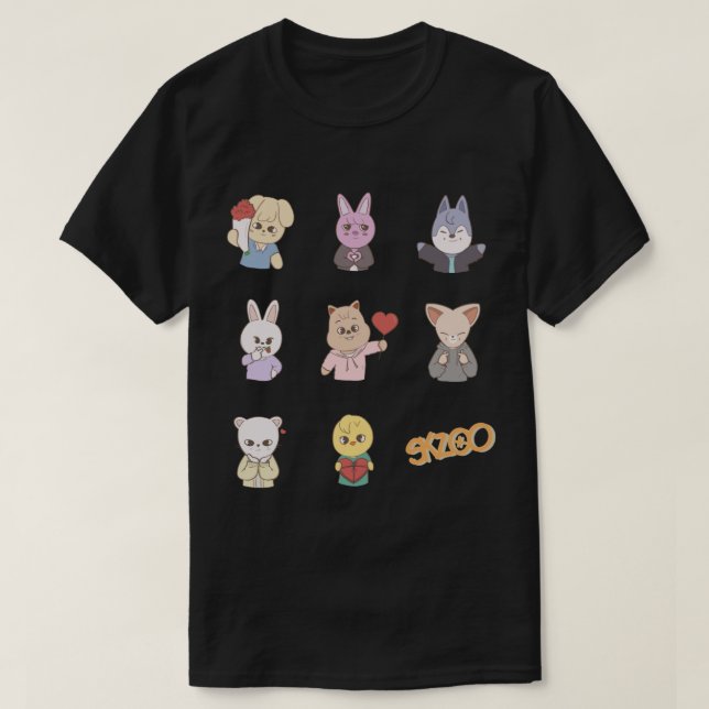 Stray Kids SKZOO - Valentines Ver. Sticker T-Shirt (Design Front)