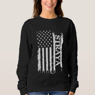 Straya United States Distressed w US Flag Sweatshirt