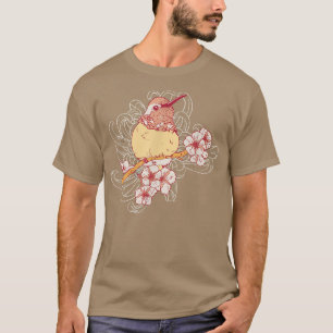Streak Headed White Eye Bird Japanese Cherry Bloss T-Shirt