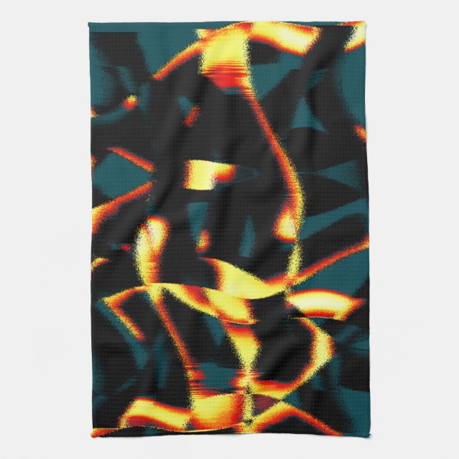 Streaks burnt yellow red looks terry, flawed spray kitchen towel (Vertical)