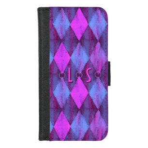 Streaky Harlequin Orchid and Periwinkle Monogram iPhone 8/7 Wallet Case