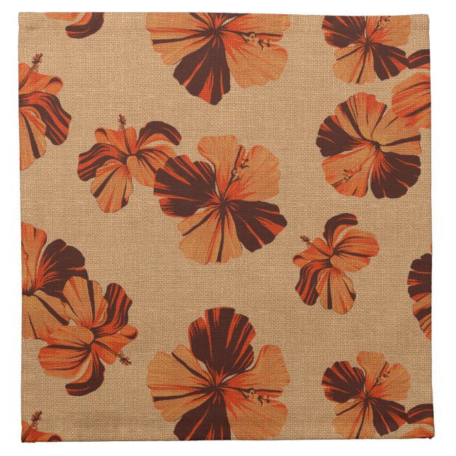 Streaky Hawaiian Hibiscus Faux Linen Napkins (Front)