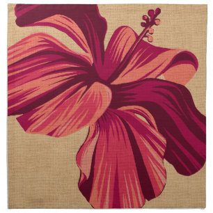 Streaky Hawaiian Hibiscus Faux Linen Napkins
