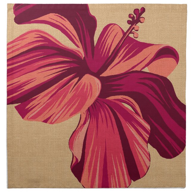 Streaky Hawaiian Hibiscus Faux Linen Napkins (Front)