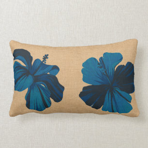 Streaky Hawaiian Hibiscus FauxLinen Lumbar Pillows