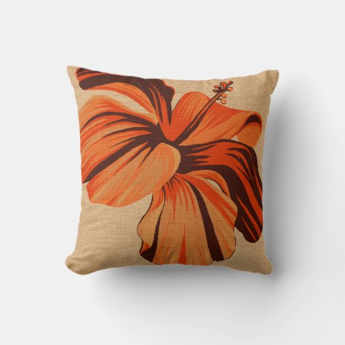 Streaky Hawaiian Hibiscus FauxLinen Square Pillows