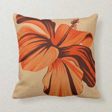 Streaky Hawaiian Hibiscus Fauxlinen Square Pillows